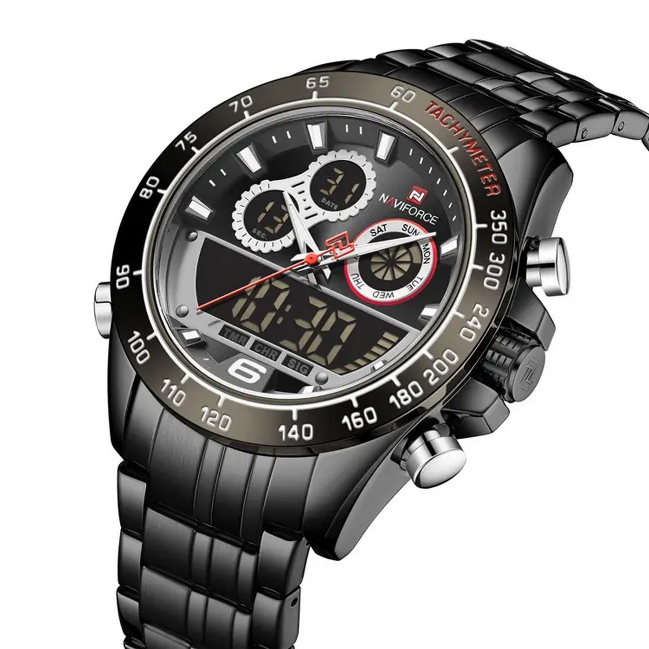 Reloj Naviforce Original 9188 + Estuche Dayoshop Color De La Correa Negro